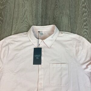 VRST Shirt NEW Refined Knit Button Down Short Sleeve Light Pink Men's size XL